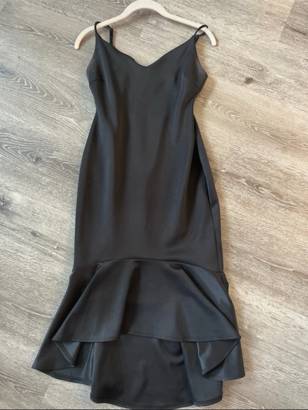 Streetwear Society Black Spaghetti-Strap High-Low Mermaid Dress